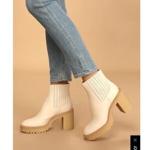 Caster‎ H2O Ivory Leather Platform Ankle Boots Dolce Vita